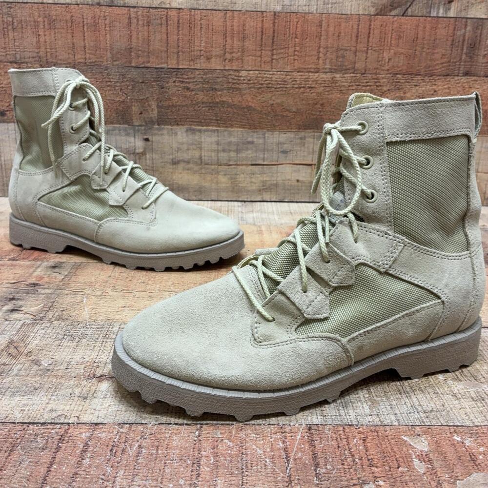 Sorel Boots Mens Size 9 42 Beige Suede Combat Mid Calf Military NM4496-303